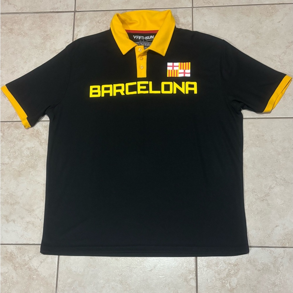 Barcelona Black and Yellow Men's Shirt Polo Collared Fifth Sun